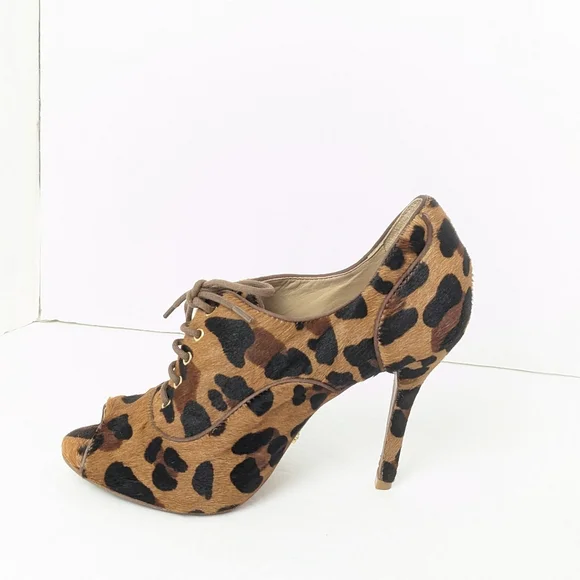 SCHUTZ Leopard Peep Toe Heels - Picture 4 of 16